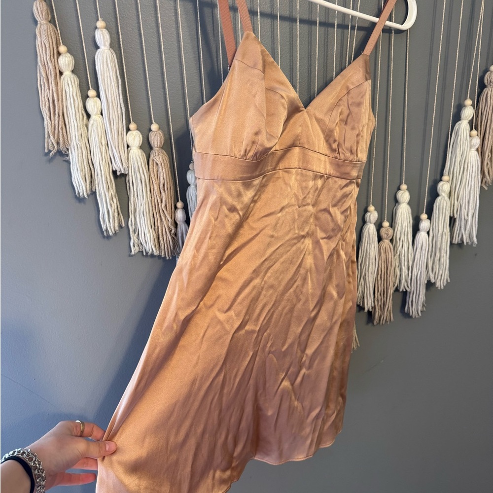 Aritzia Satin Slip Dress in Soft Peach